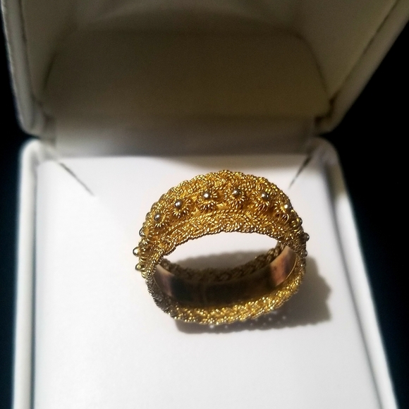 Gold Plate Stamped Silver Ring Size 9 - Picture 5 of 6